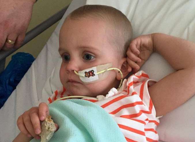 Ruby Young, two, in hospital for a major operation