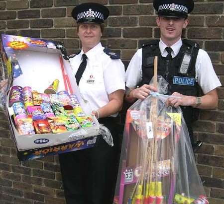 Special constables Karl South and Senja Compton with some of the seized items
