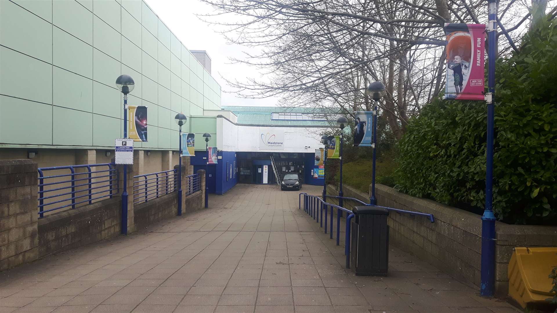 Maidstone Leisure Centre backs onto Mote Park