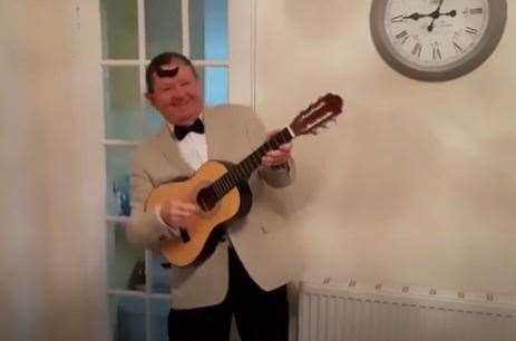 One singer became a Bill Haley lookalike: Still from a video from Snowdown Colliery Welfare Male Voice Choir