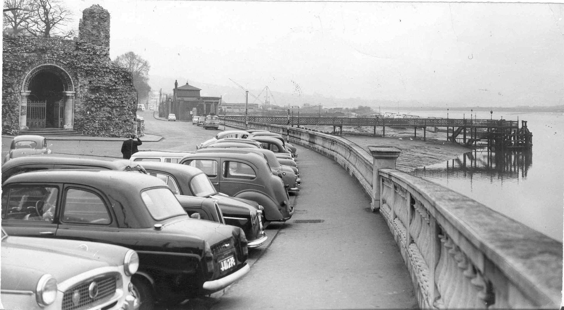 View of the esplanade as seen from Rochester bridge in February 1960