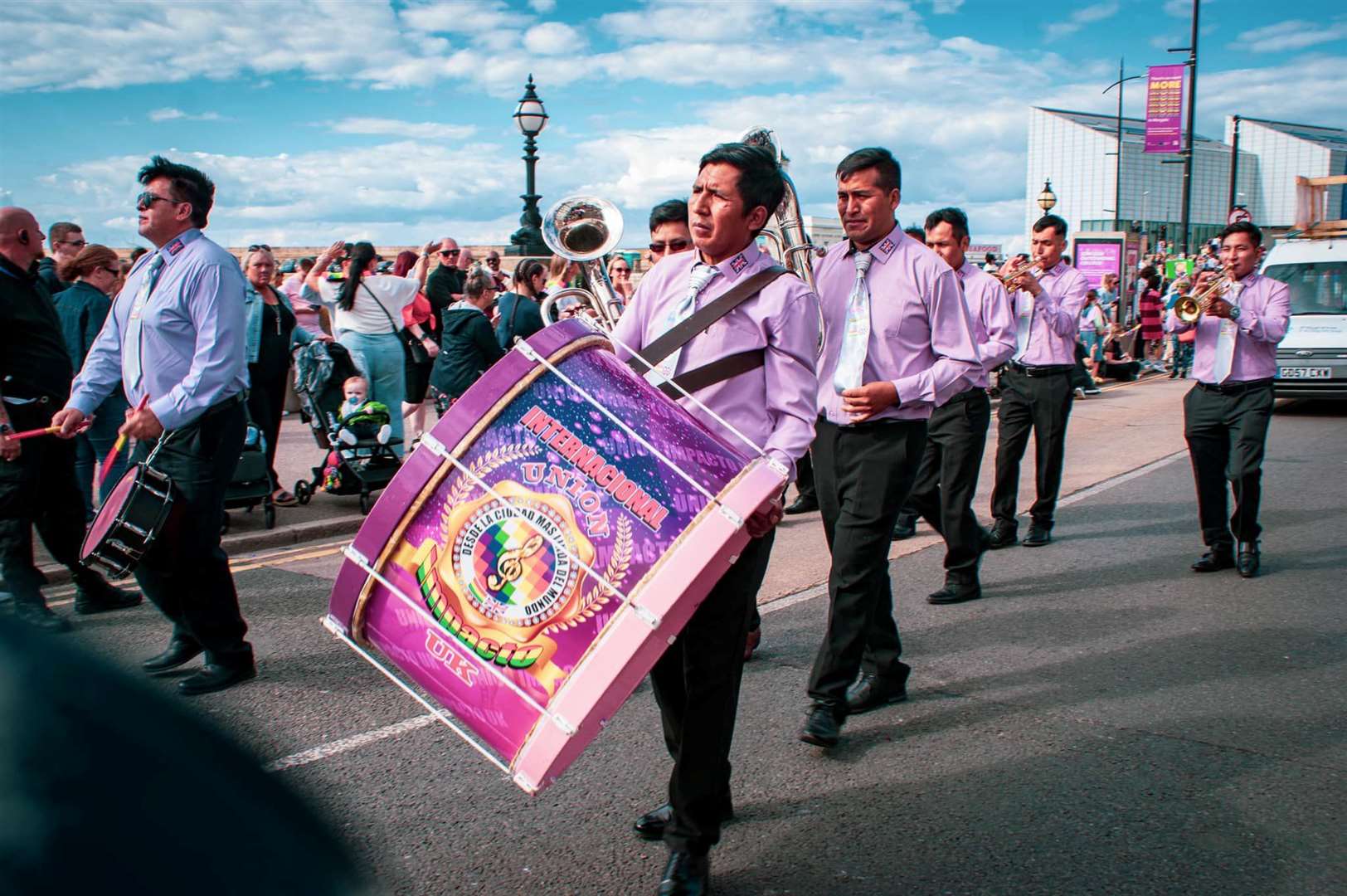 Margate Carnival 2023: Bands also walked with the dancers and floats. Picture: Louis Mclaren