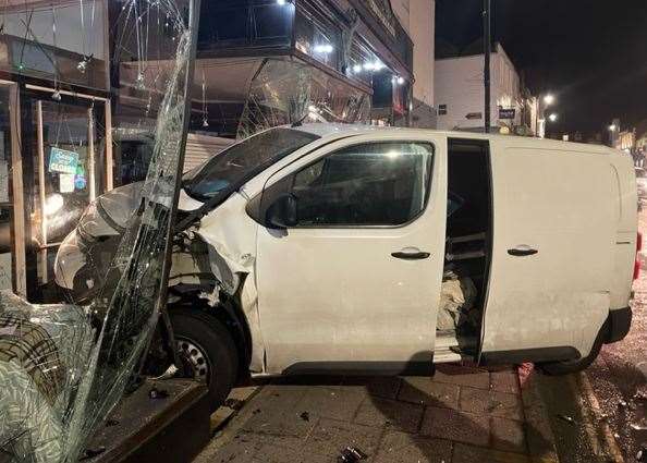 The van caused extensive damage to the front of Whites of Kent in Whitstable High Street. Picture: James Downer
