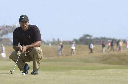 Tiger Woods taking part in the 2003 Open Championship at Royal St George's, Sandwich.