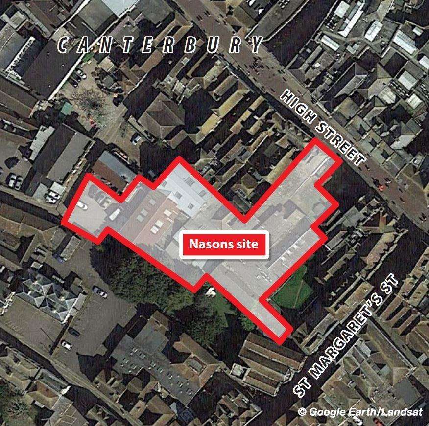 The huge footprint of the Nasons site in the city centre