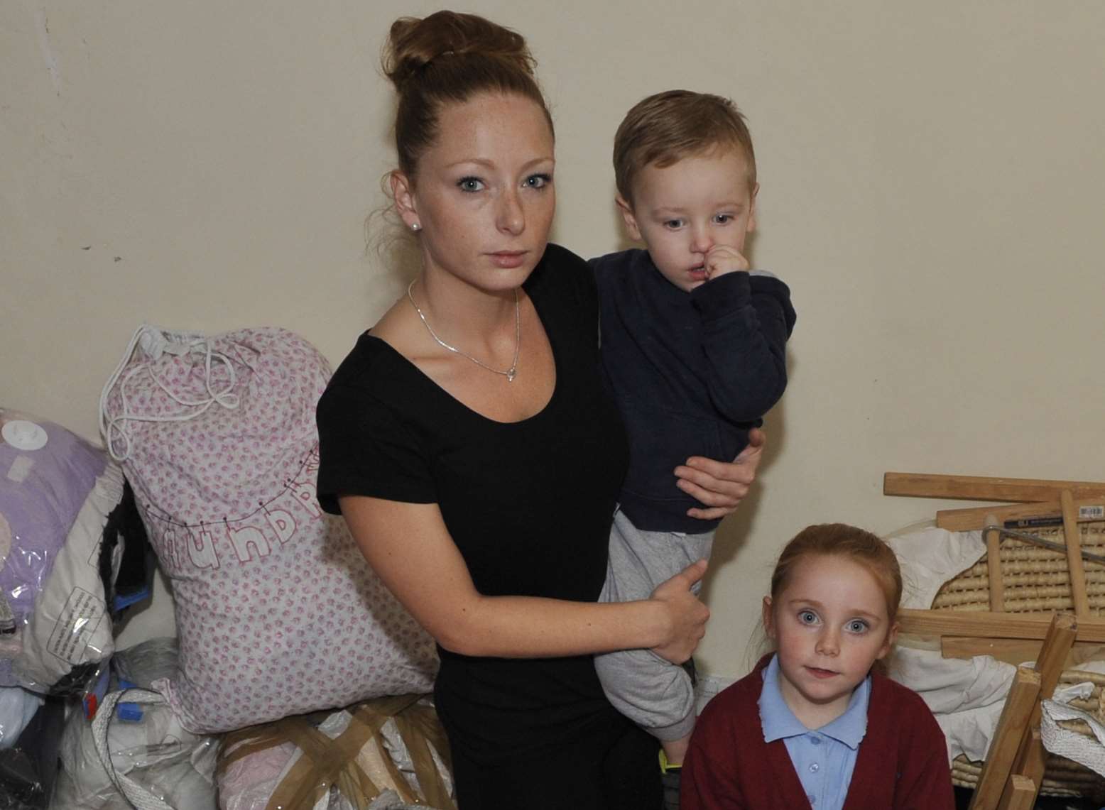 Mother Emily Shephard fears of becoming homeless after eviction, seen here with, Lily aged five and Cooper aged two