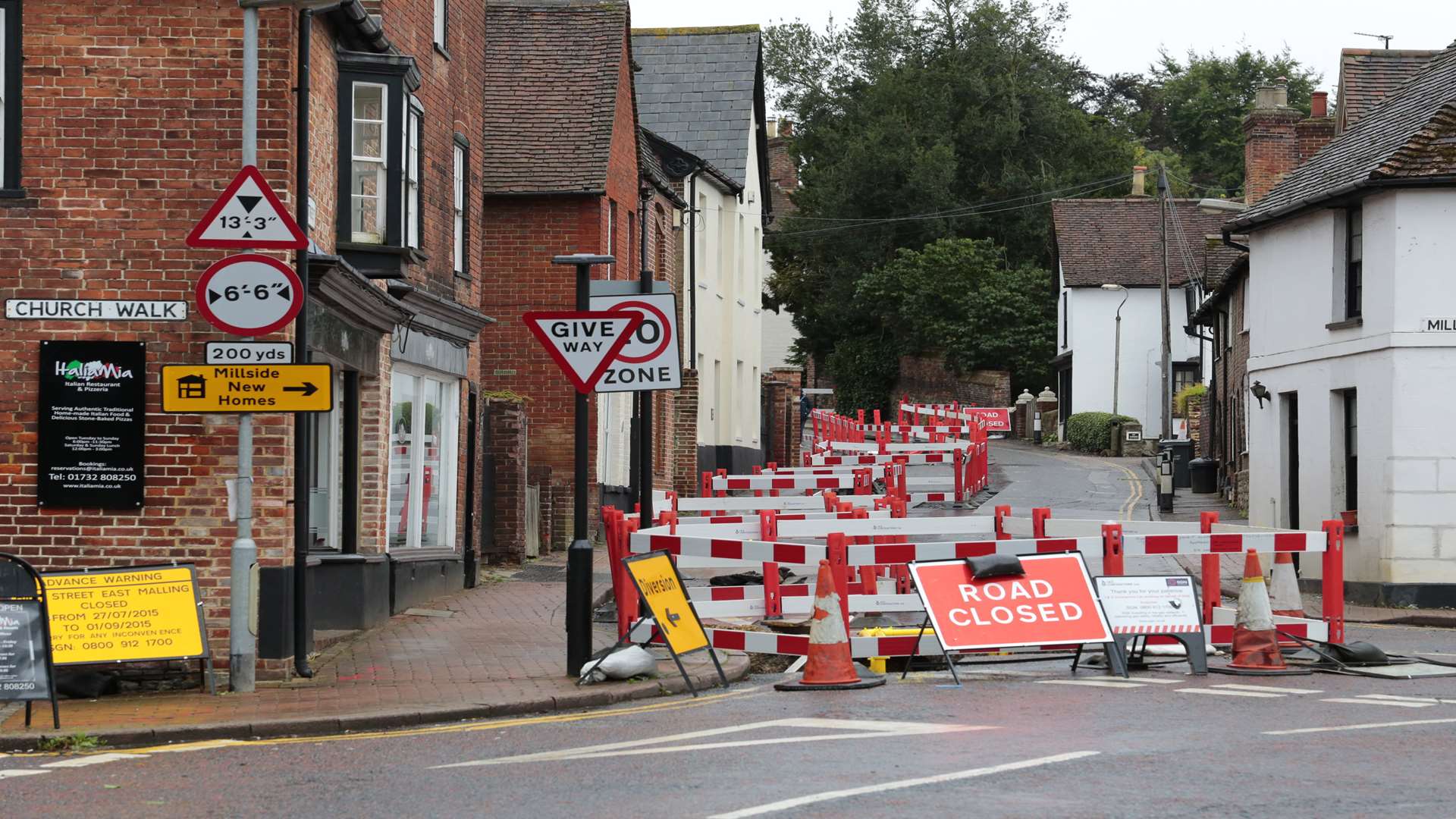 Works on East Malling High Street have been suspended - but will return later in the year