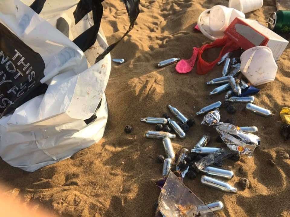 Hundreds of nitrous oxide canisters are being found on the beach. Picture: Friends of KIngsgate and Botany Bay (36222113)