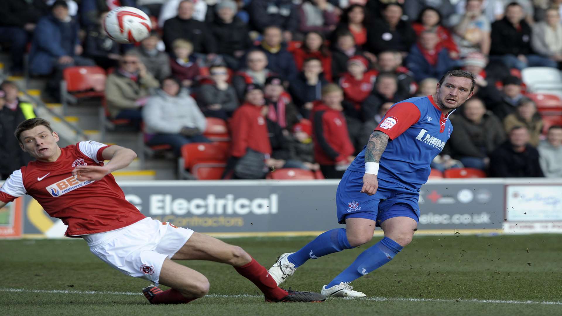 Danny Kedwell scores one of his 45 Gillingham goals Picture: Barry Goodwin