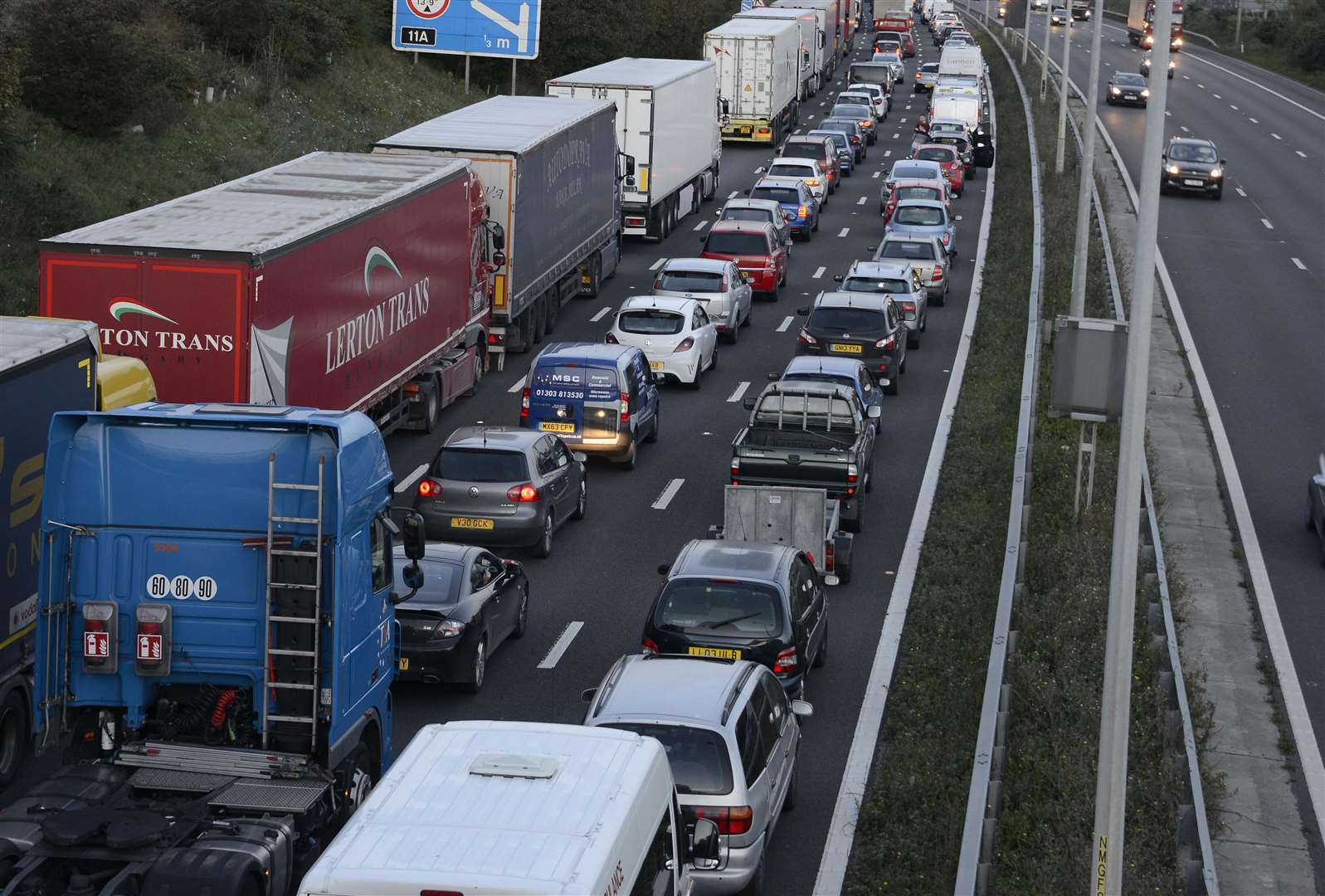 Traffic is being held on the M20. Stock image