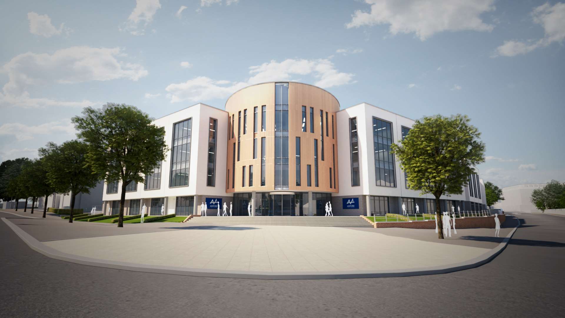 An artist's impression of what the main entrance to the new Ashford College will look like