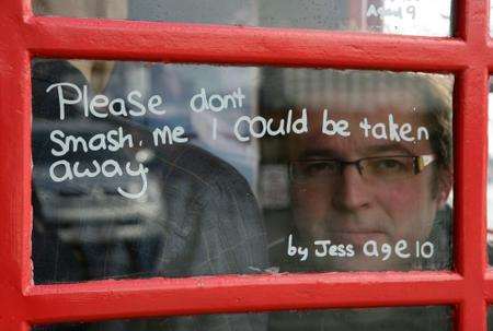 Shane Record's phone box art installation has been damaged by vandals