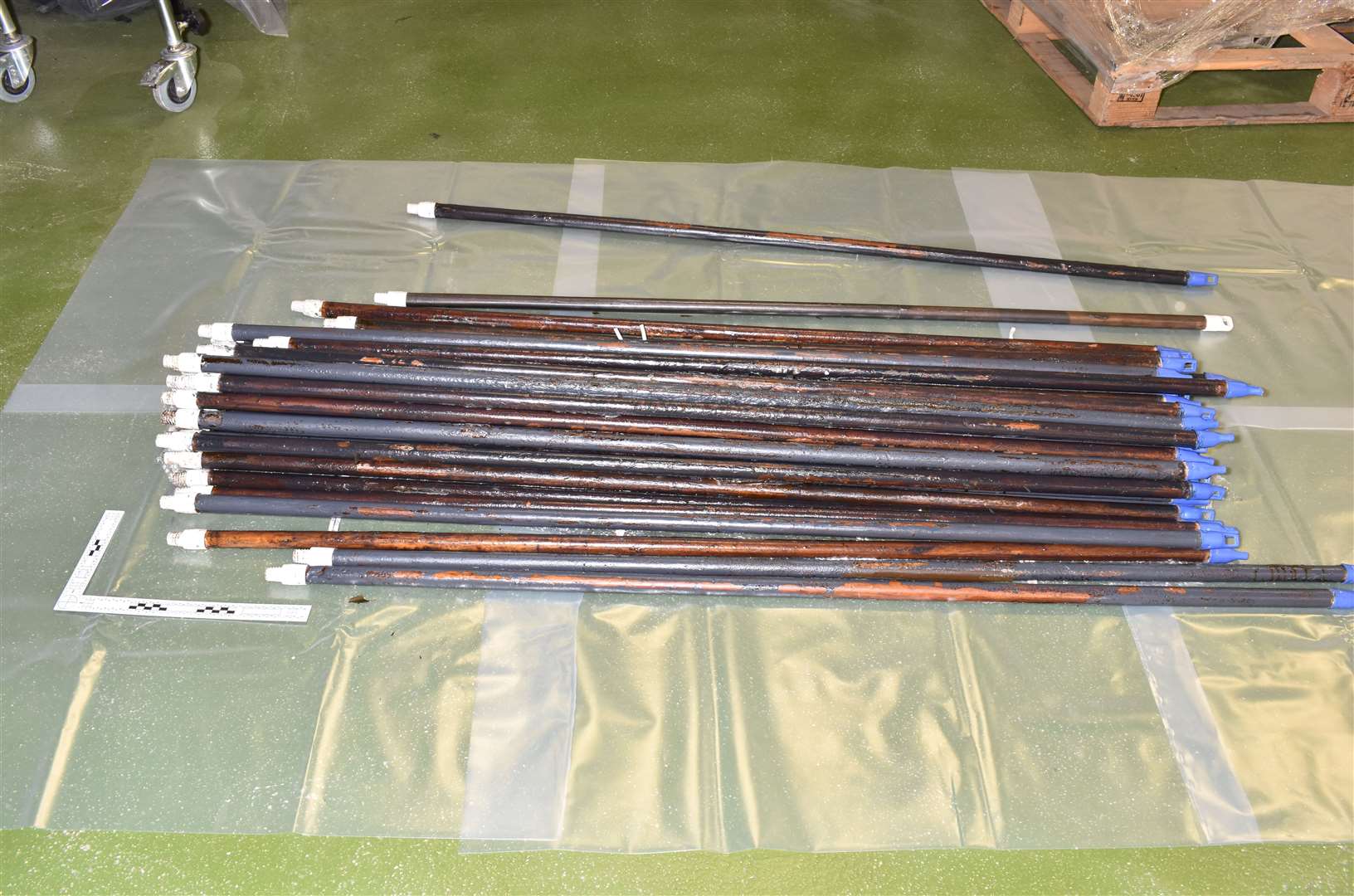 The broom handles were covered in a lacquer containing cocaine. Picture: Met Police