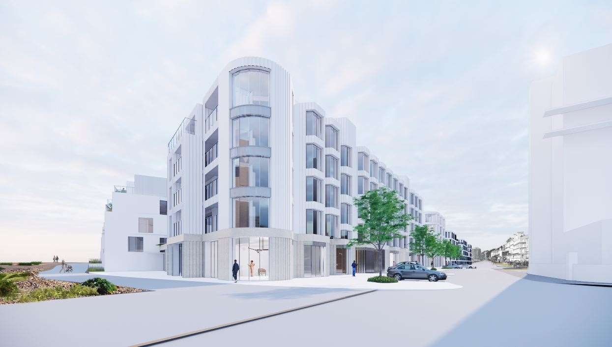 How the Plot E homes will look from the street. Picture: Folkestone Harbour & Seafront Development Company
