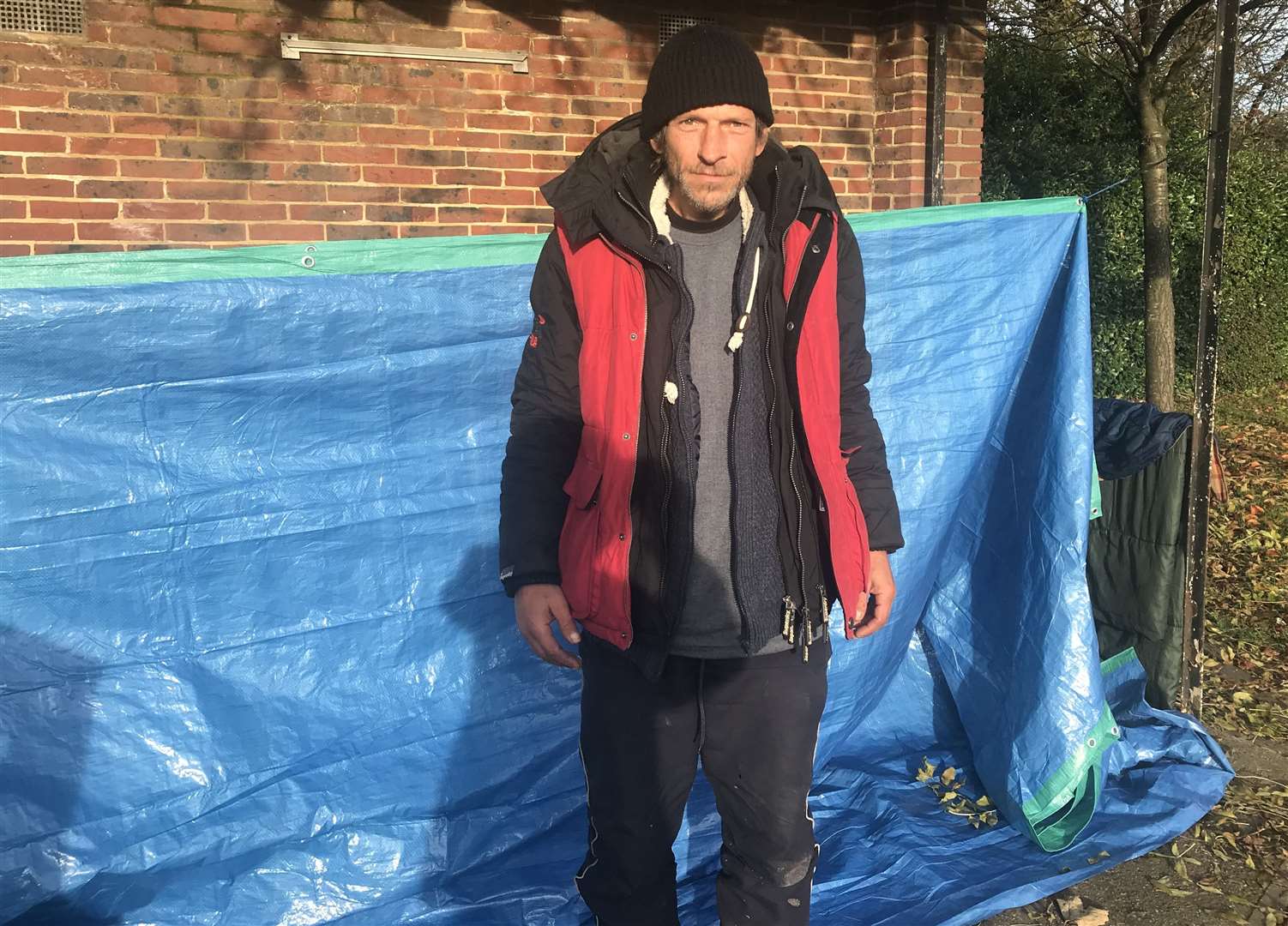 Jim outside his makeshift home. Picture Roger Vaughan