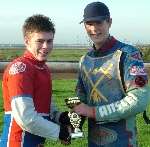 Mark Baseby (left) congratulates his brother Aaron after the latter's victory in the Ernie Edwards Memorial Trophy event. Picture: BRIAN BARNETT