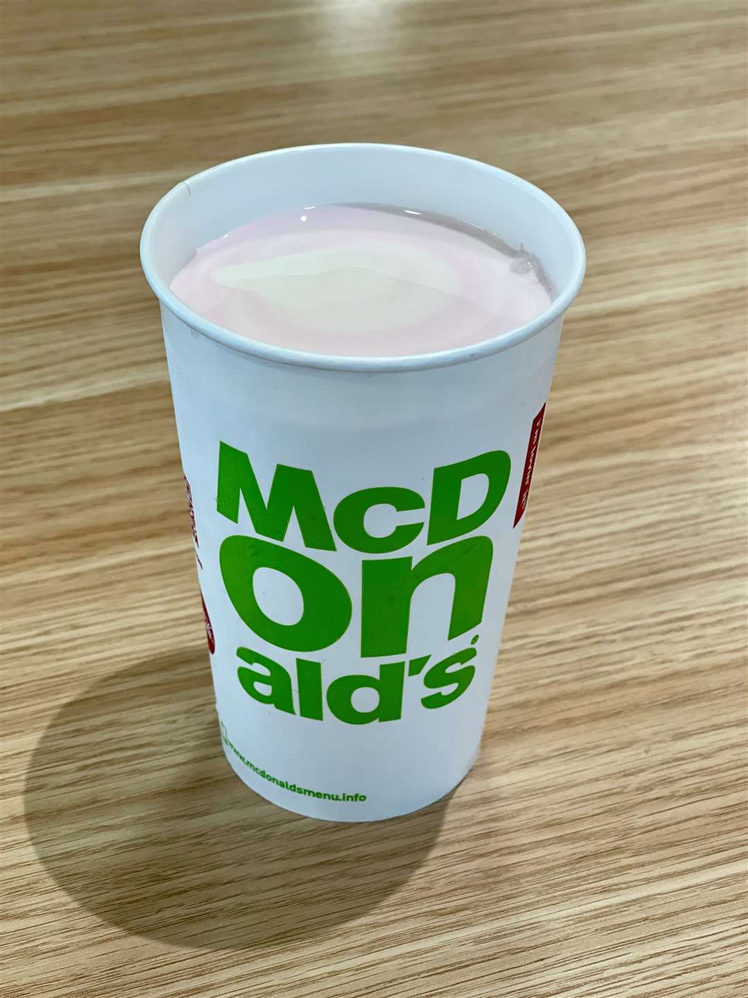 A strawberry millkshake bought in a McDonald’s outlet in Belfast on Tuesday (Liam McBurney/PA)