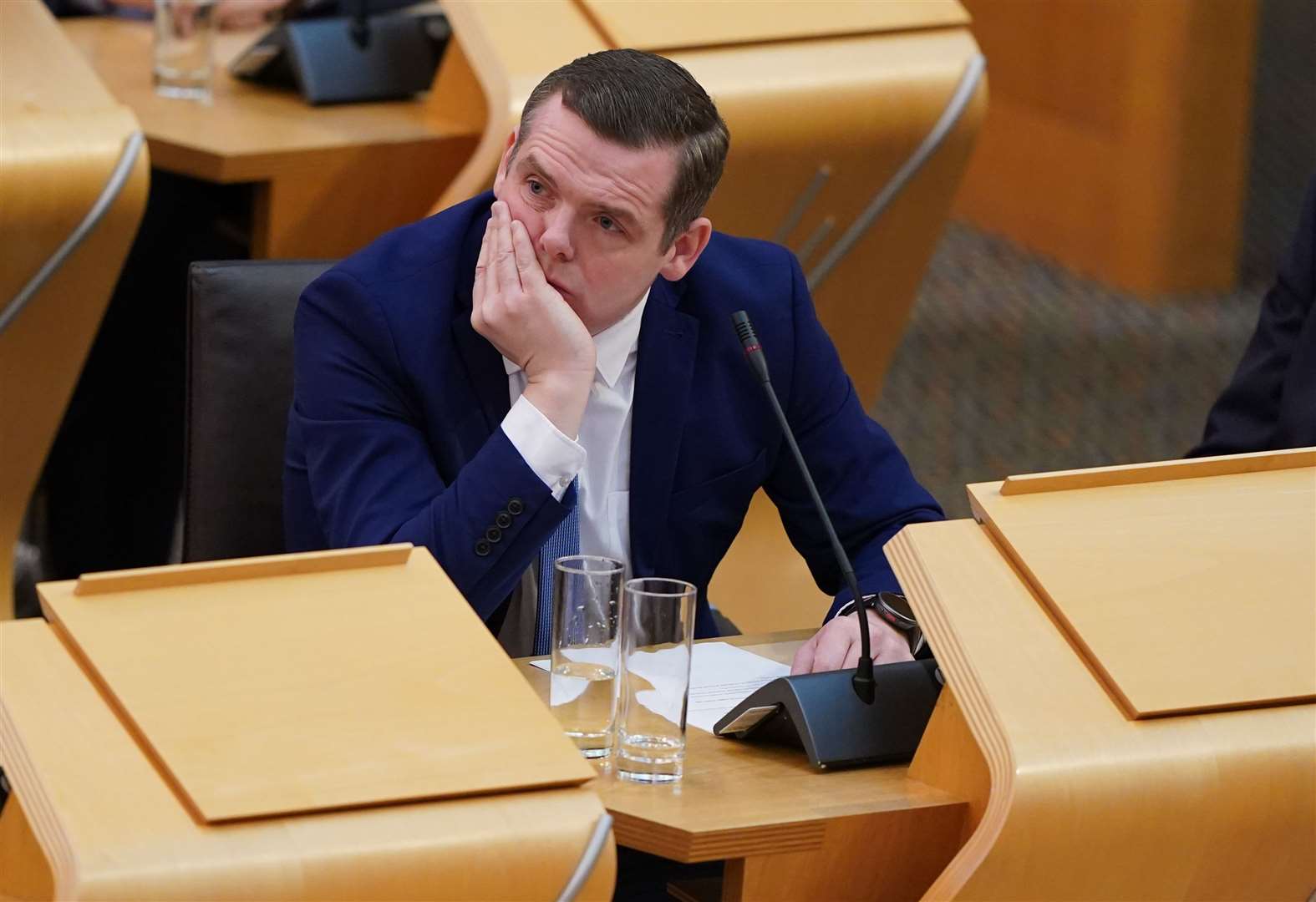 Scottish Conservative leader Douglas Ross’s net approval rating dropped 10 points to -38% (Andrew Milligan/PA)