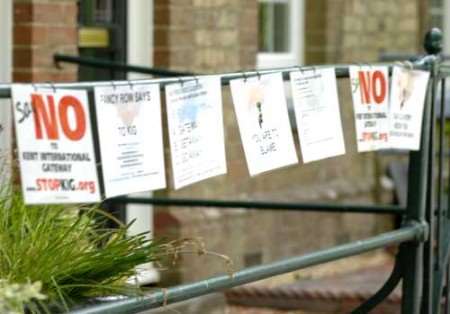 Placards protesting against the depot plans in Bearsted. Picture: MATT WALKER