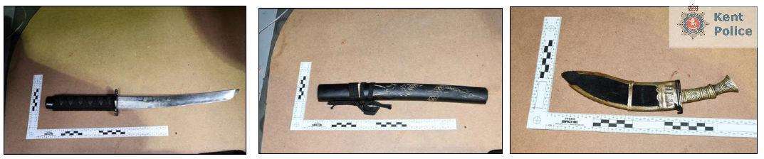 Knives found on arrest. Picture: Kent Police (6103164)