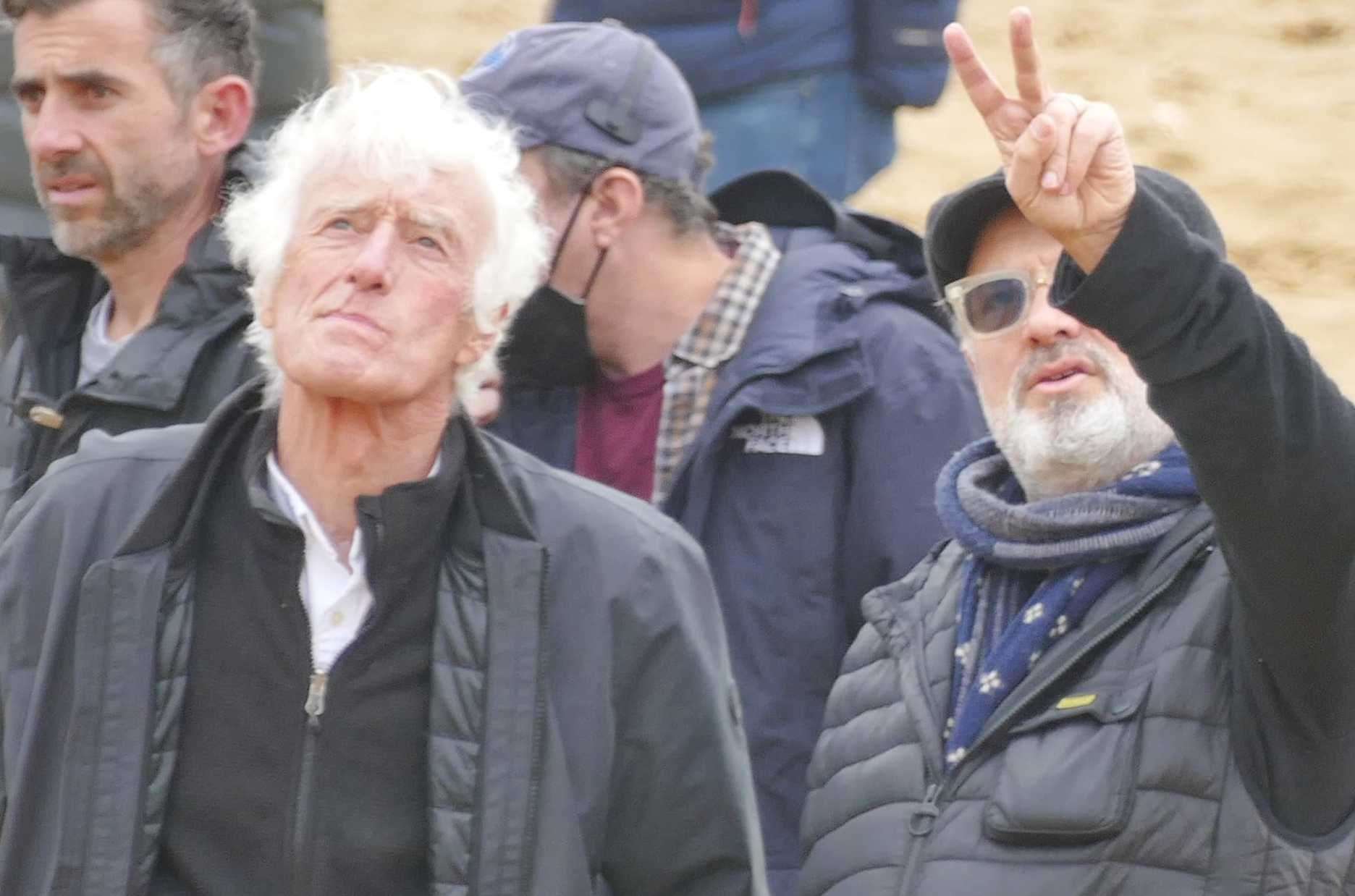 Roger Deakins, left, and Sam Mendes during filming of Empire of Light in Margate. Picture: Frank Leppard