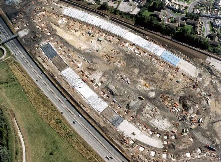 The early stages of construction at Ashford Designer Outlet