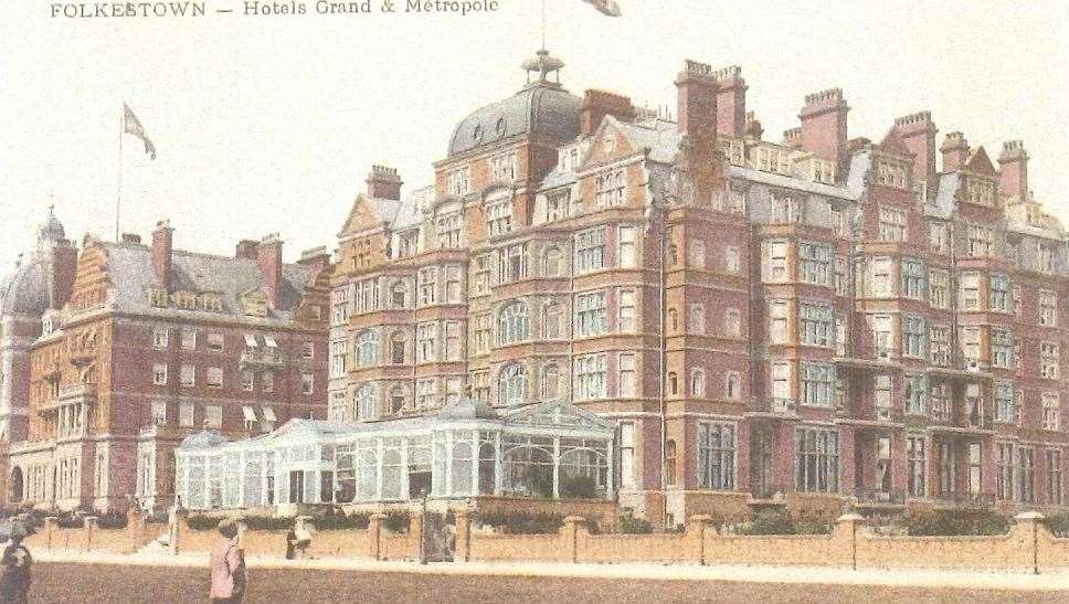 Postcard of The Grand and Metropole hotels on The Leas in Folkestone. Picture: Martin Easdown, Fashionable Folkestone