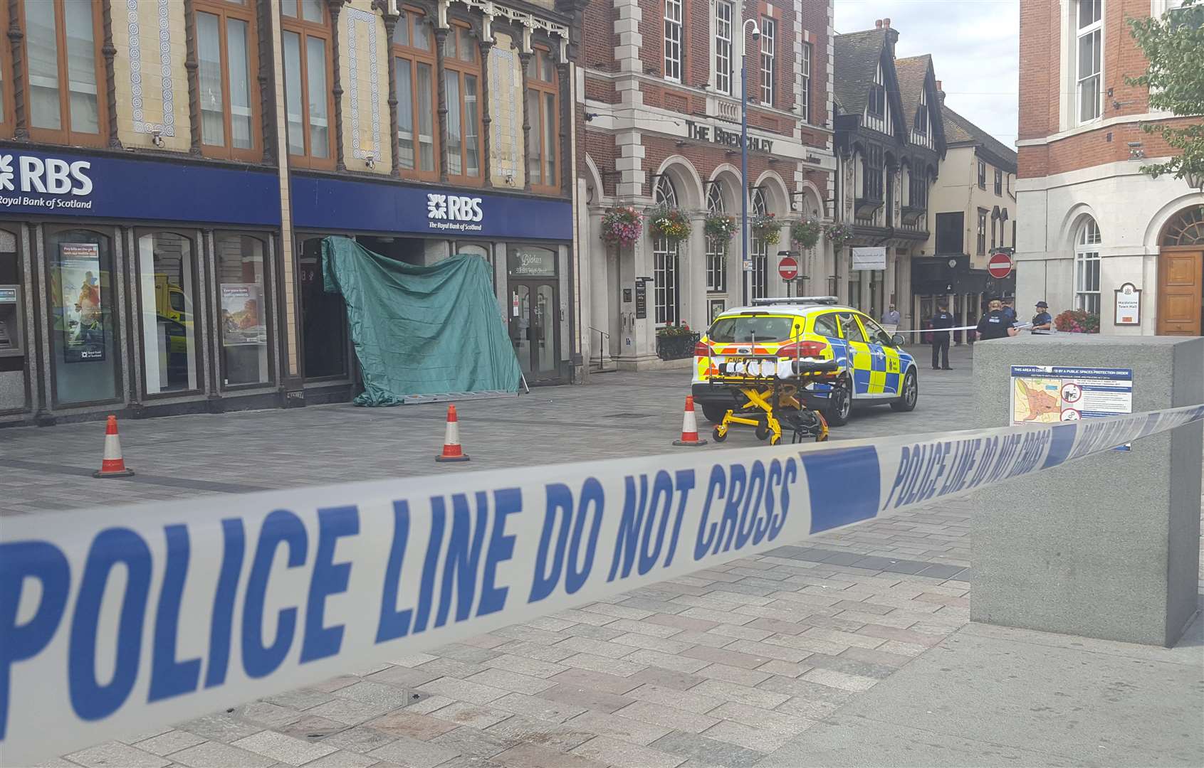 A police cordon outside RBS in Jubilee Square in Maidstone
