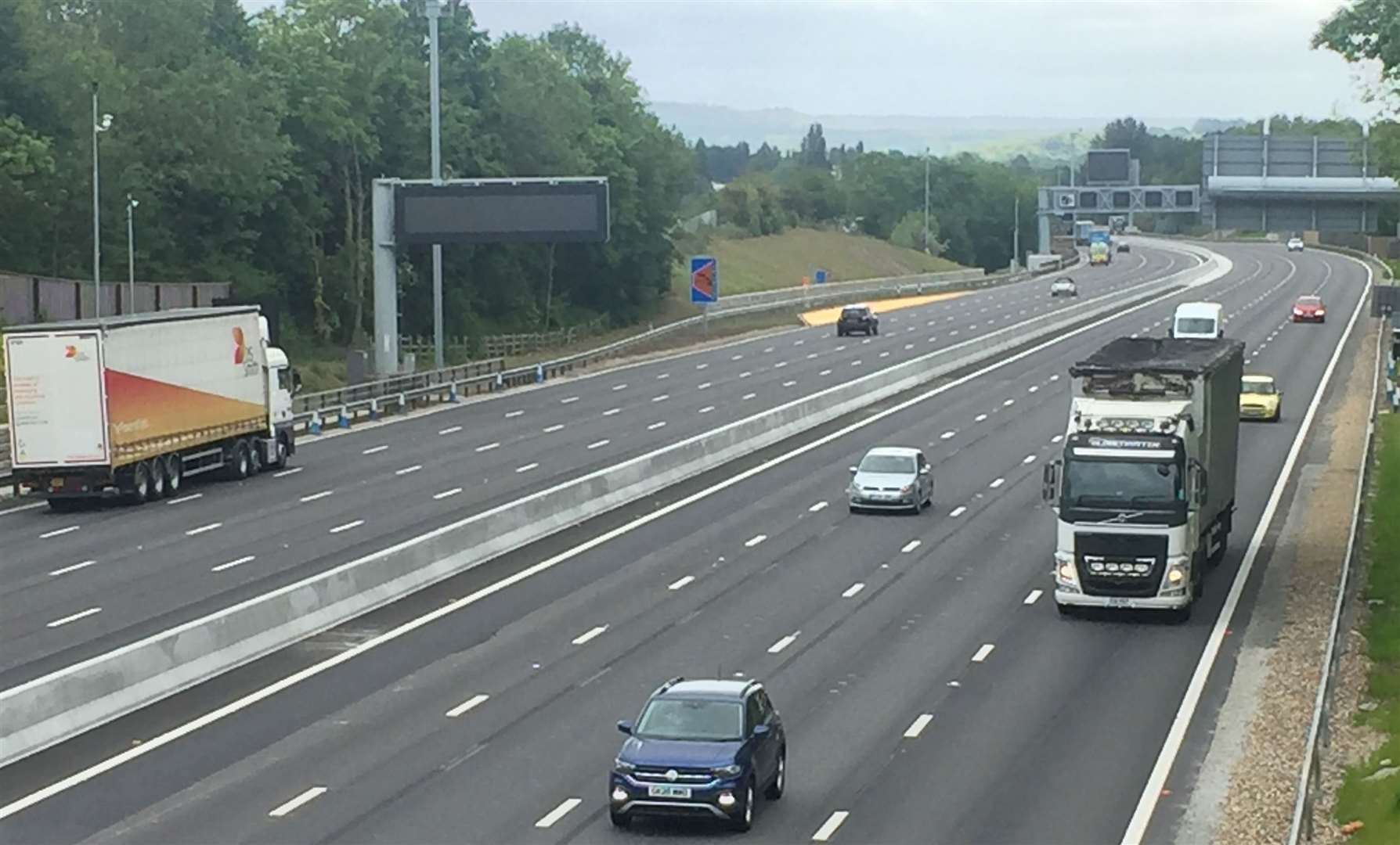 A stretch of the M20 smart motorway which was completed in May 2020