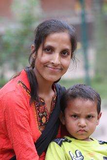 Radhika Pariyar and her son Rohan