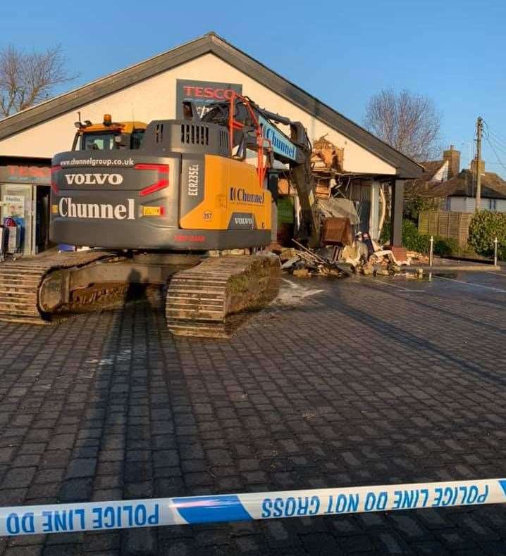 A gang of thieves tried to steal the ATM from a Tesco Express store Dymchurch on February 28. Picture: Meg Gillies