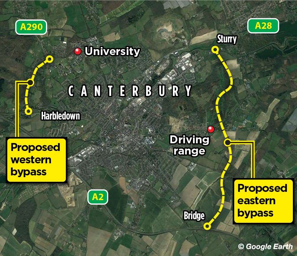 Where the Canterbury bypasses could go
