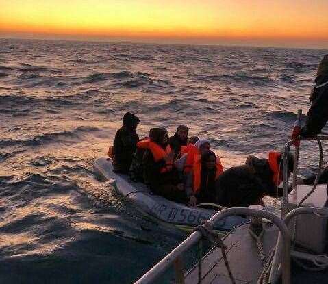 The migrants rescued off France this morning. Picture: Préfecture maritime de la Manche et de la mer du Nord