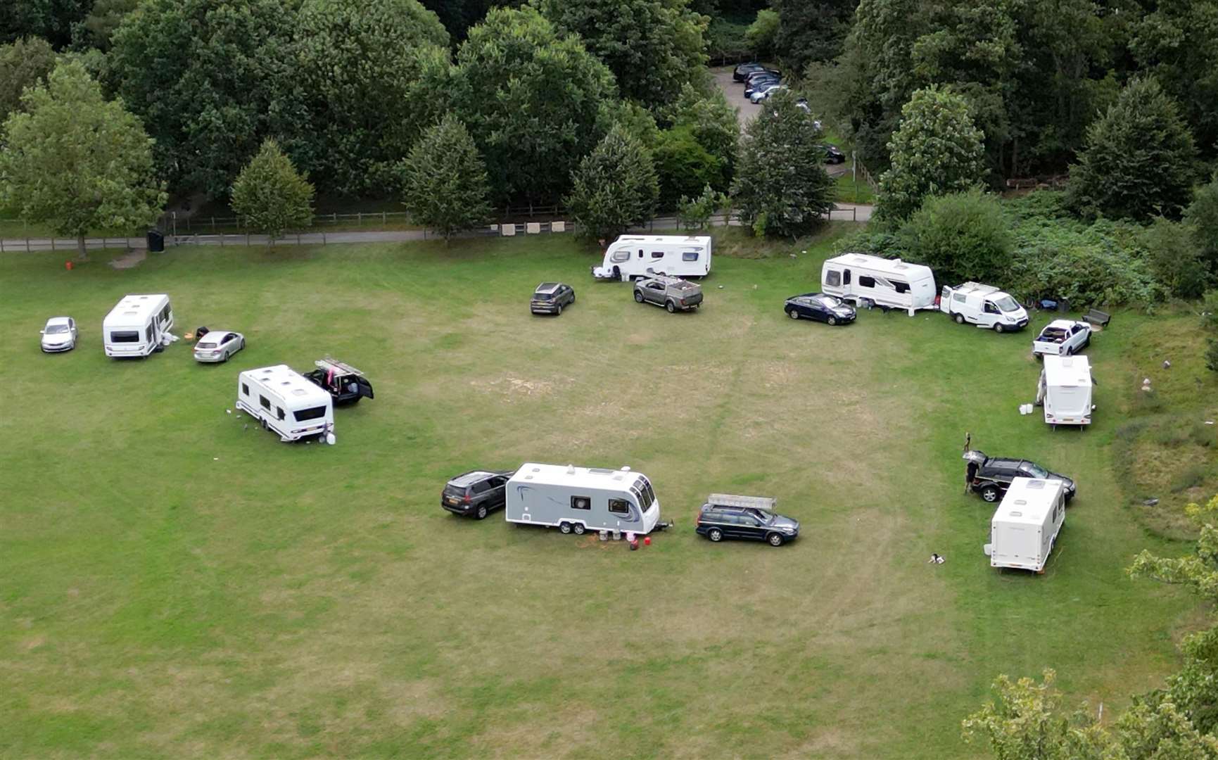 Travellers have parked on Penenden Heath playing fields, just off Penenden Heath Road, Maidstone.Picture: Barry Goodwin