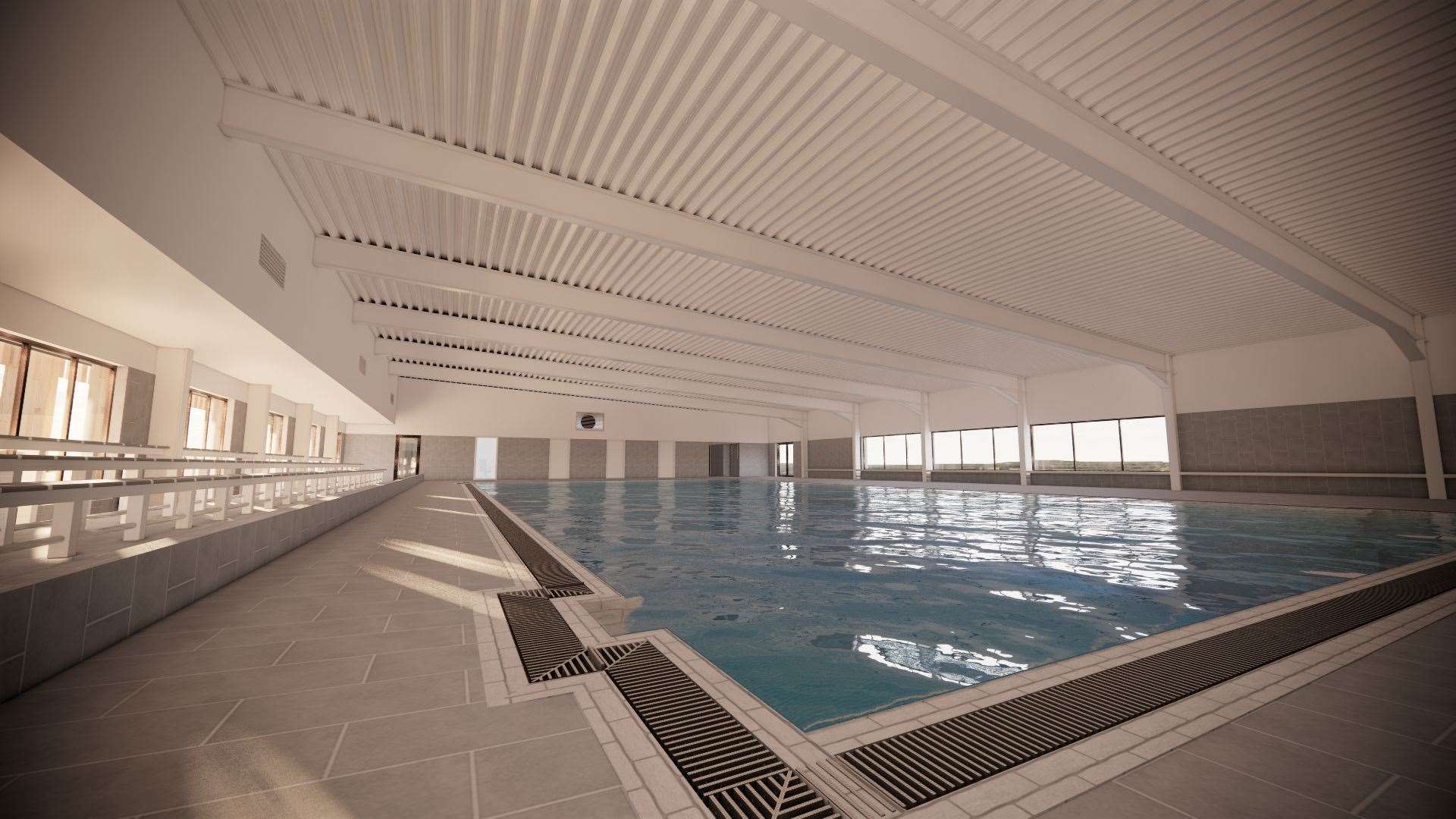 Inside the new pool
