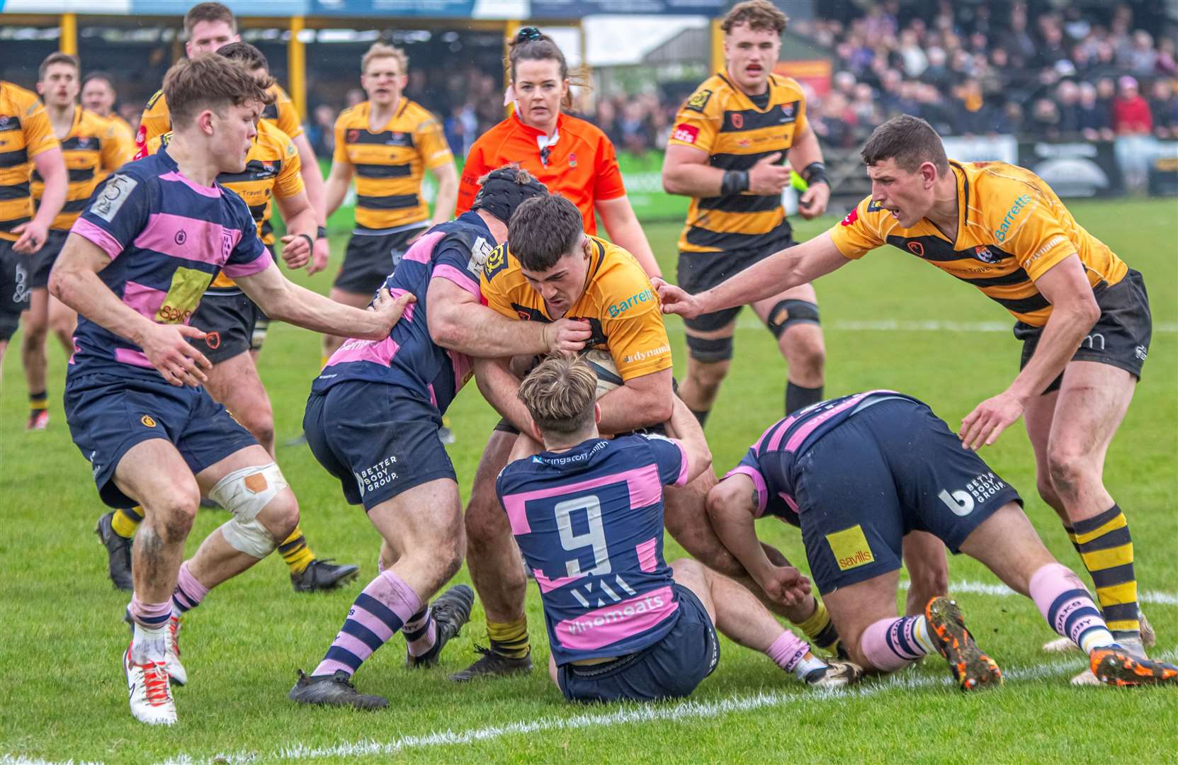 Canterbury's Eoin O'Donoghue in the thick of the action against Sevenoaks. Picture: Phillipa Hilton