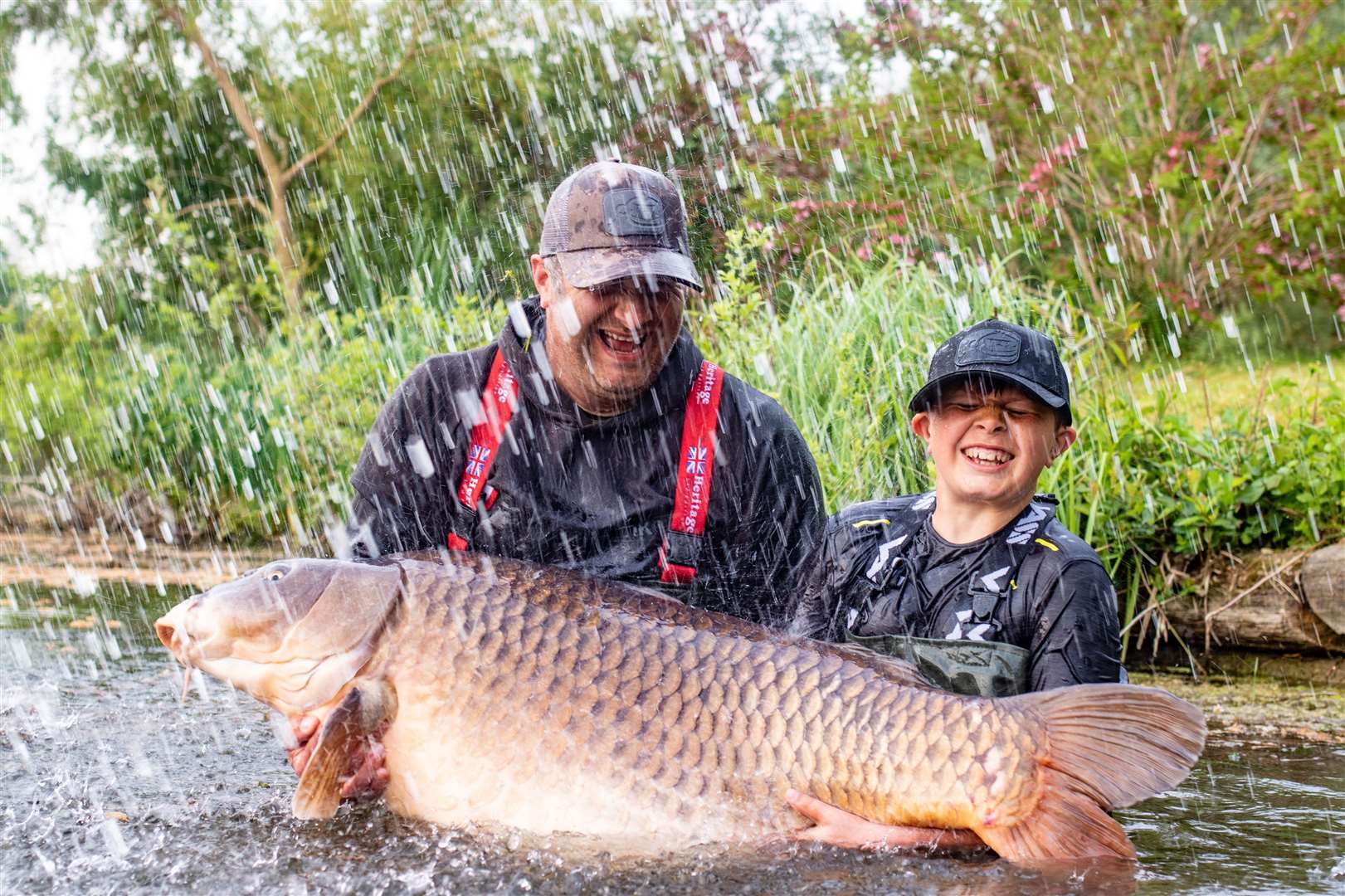 Callum and dad Stuart were astounded by the size of the catch. Picture: Keith Pickett