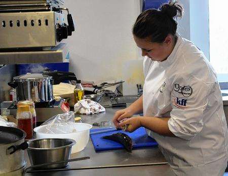 Eden Allsworth in the kitchen battling it out for the senior title for the Kent Young Chef competition