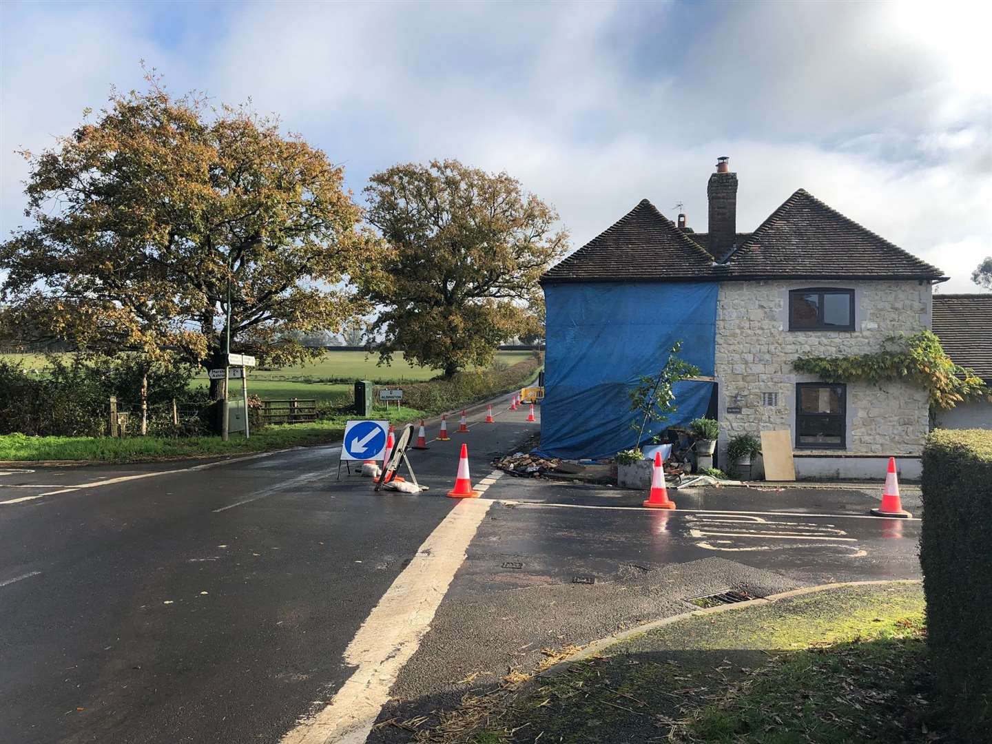The former pub was badly damaged by the crash. Picture: Barry Goodwin