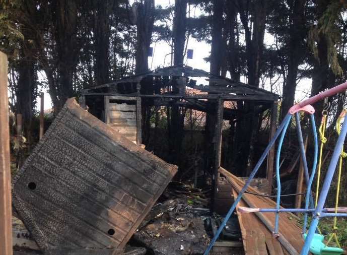 The fire destroyed a shed which contained children's toys