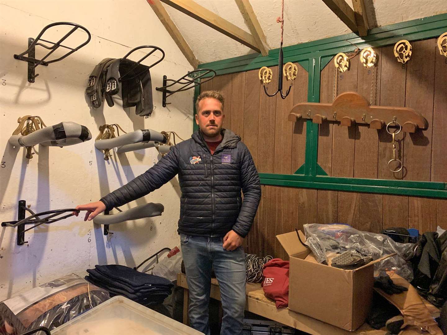David Rumsey in his ransacked tack room