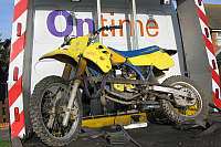 One of the seized bikes on a lorry trailer