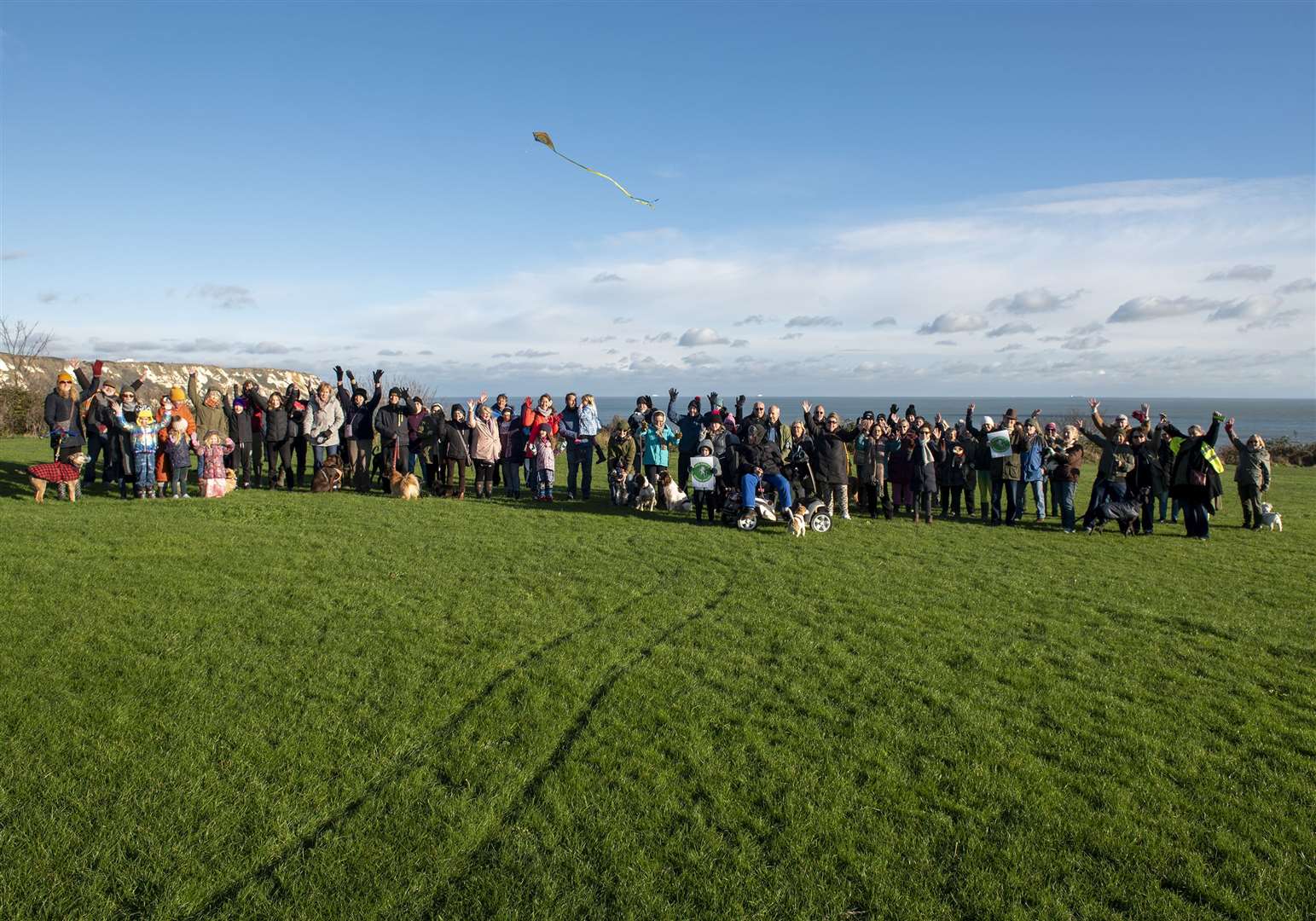 Protesters at East Cliff in Folkestone. Picrture: Mark Hourahane