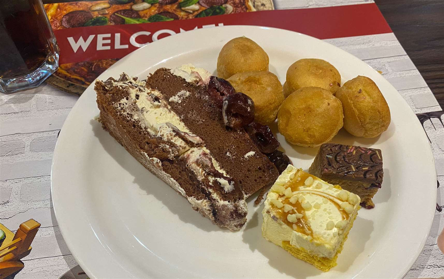 There's always room for dessert, especially when Black Forest gateau and profiteroles are on offer. Picture: Sam Lawrie