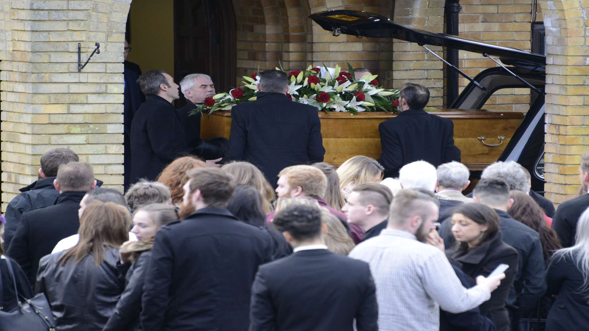 Hundreds of mourners turned up at Barham Crematorium for the service