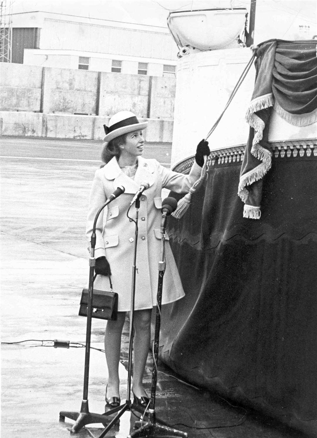 Princess Anne named the second of British Rail's Seaspeed hovercraft after herself at Dover in October 1969. She unveiled a nameplate, signed a portrait of herself inside the terminal building and then took a 30-minute trip on the hovercraft to the Goodwin Sands and back