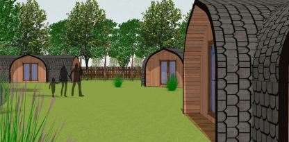 An artists impression of what the pods will look like in Fifield Lodge, Borden Picture: Glampitect