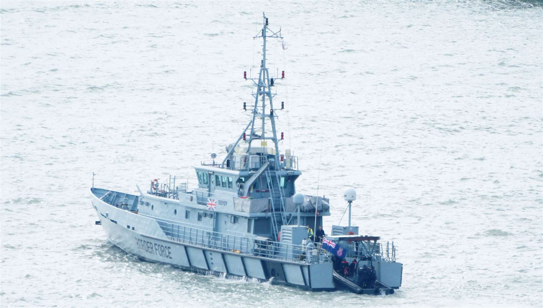The Prime Minister, Rishi Sunak, onboard a patrol boat, ready to be taken into the English Channel during a visit to Dover. Picture: Barry Goodwin