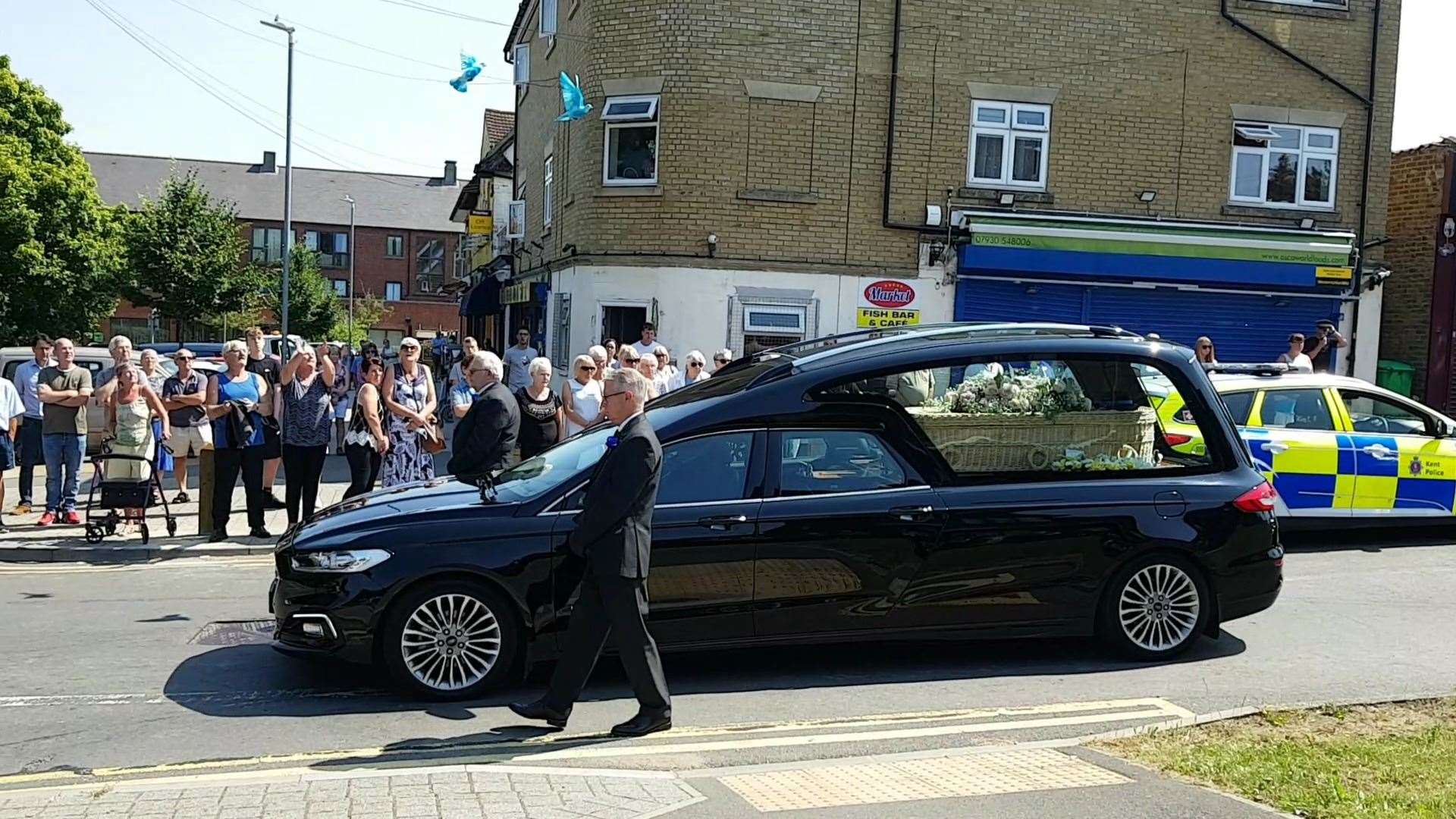 Hundreds of people came out to pay their respects to Julia James as her funeral cortège passed through Aylesham