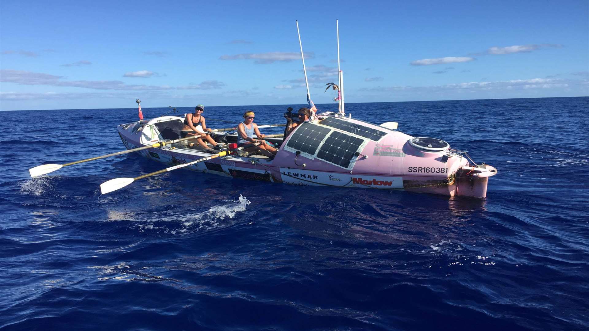 The Coxless Crew on their boat Doris on the Pacific Ocean. Picture: Losing Sight of Shore